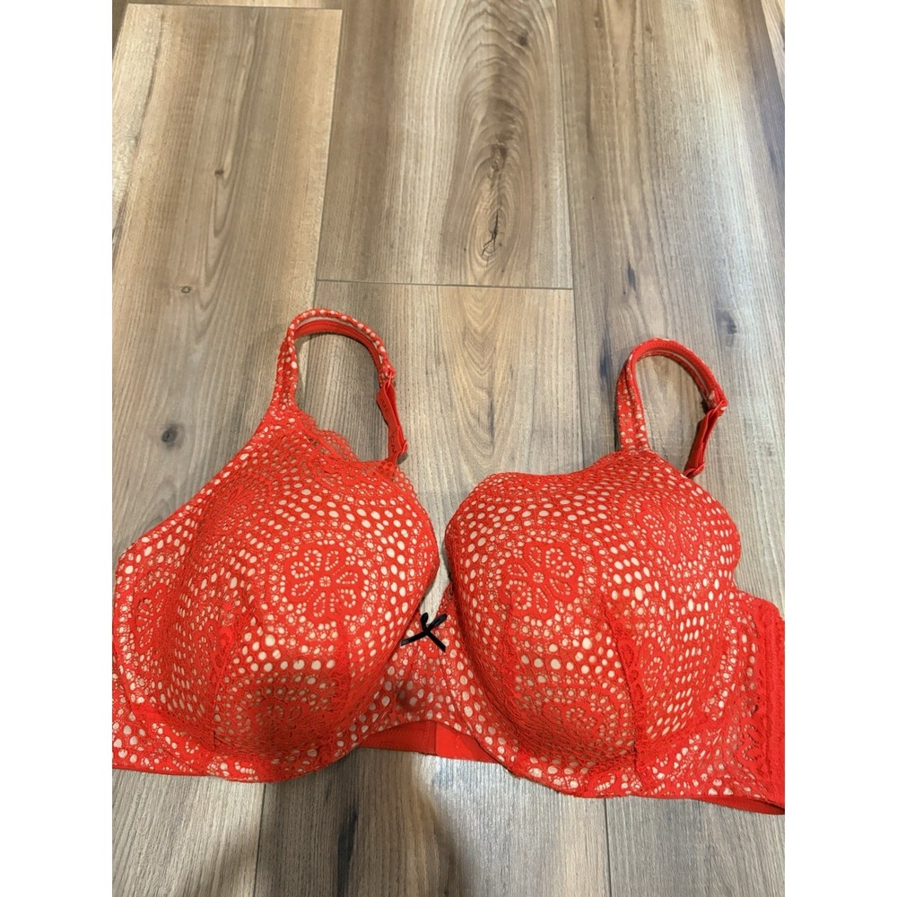 Cacique Bra 40DDD Red Lace Padded Underwire Support Lined